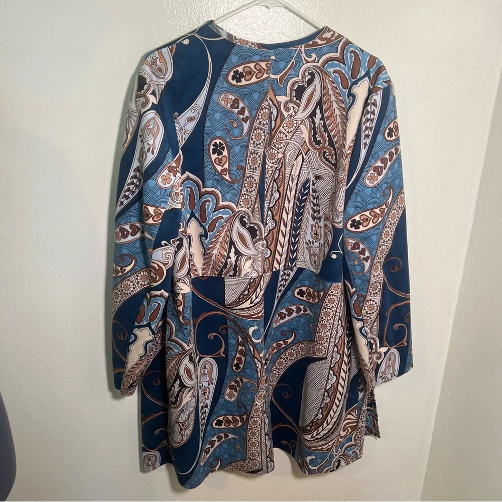 Chico’s Micro Suede Jacket Blue Brown Paisley 3 - Image 8