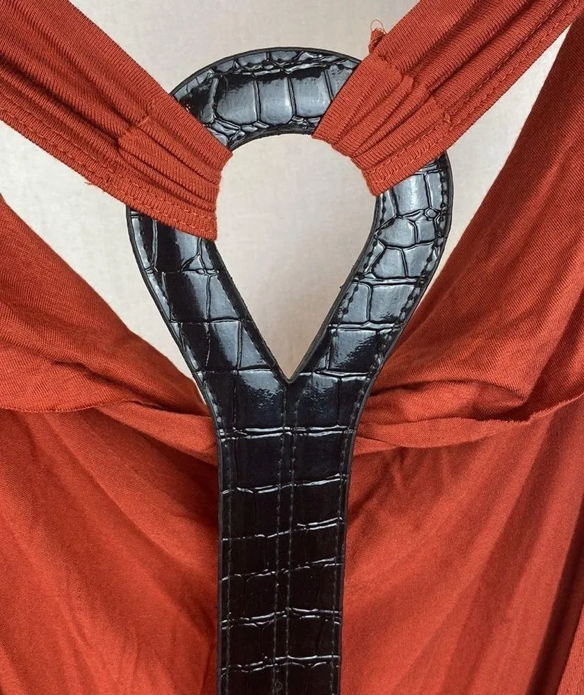 Planet Funk Rust Red Sleeveless Croc Back Summer Weight Dress NEW S - Image 6