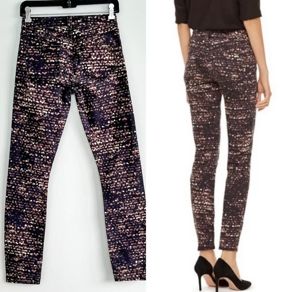 Tory Burch Black Flash Print Slim Skinny Jeans Size 24 - Image 4