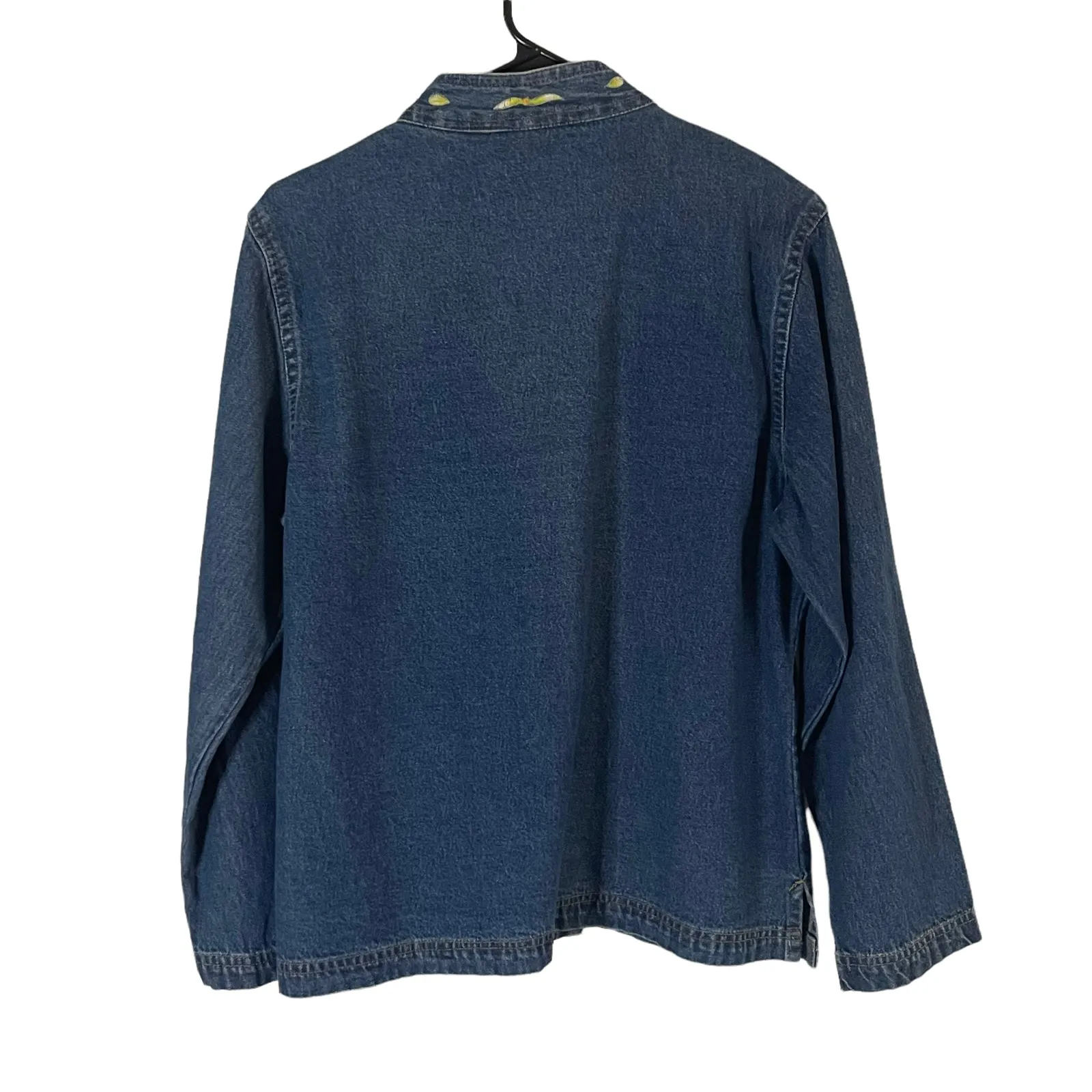 New Direction Vintage 90s Size M Floral Embroidered Denim Artsy‎ Shacket Shirt - Image 4