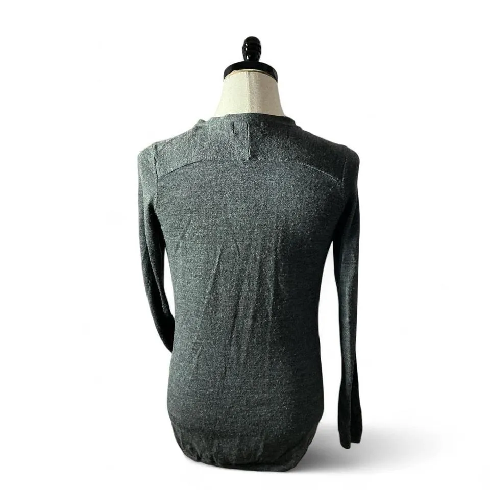 Fenn Wright Manson Gray 100% Merino Wool V Neck Cardigan Sweater Size L Preppy - Image 2