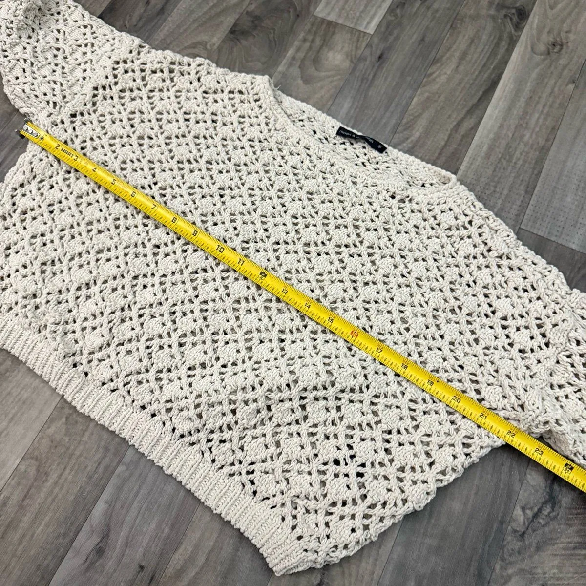 Moon & Madison crochet beachy knit tan sweater - Image 4