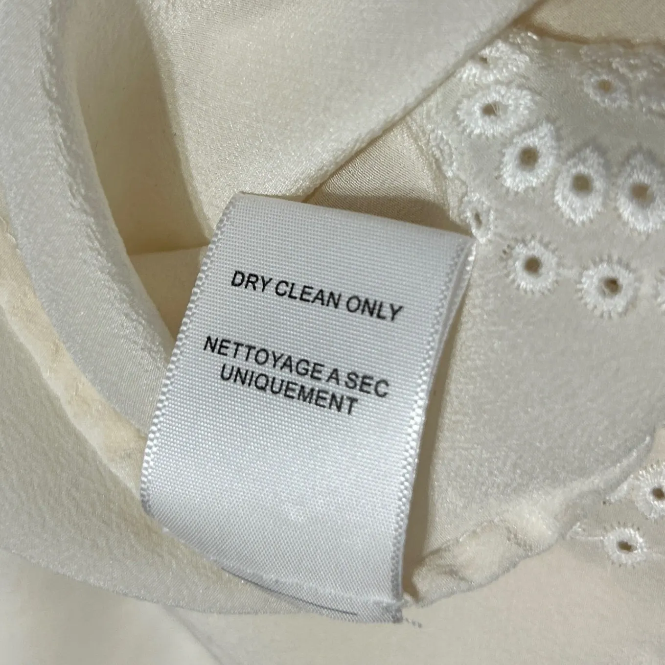 Joie Women Tank Top S Ivory Silk Eyelet Embroidered Coquette Cottage Scallop Hem - Image 8