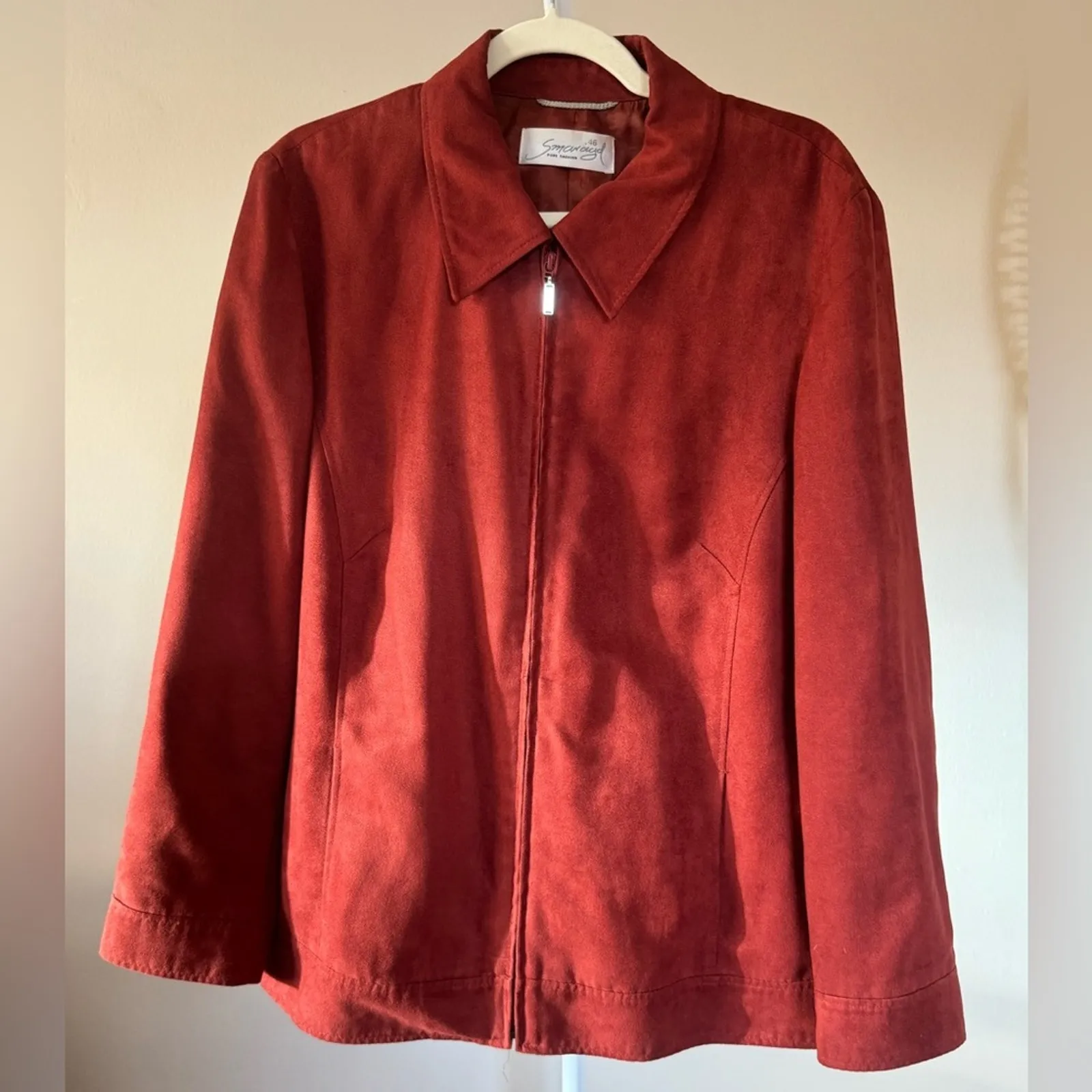 Vintage Red Orange Vegan Suede Jacket - Image 5