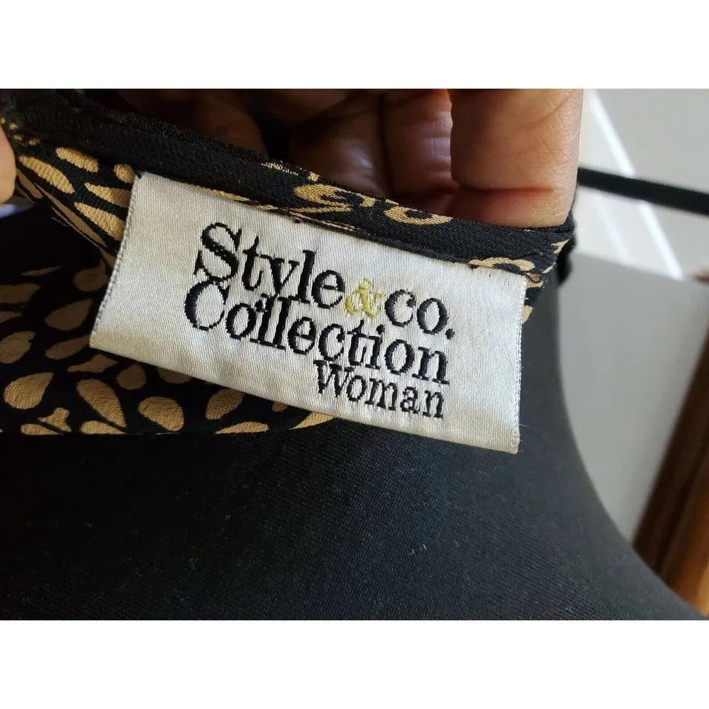 Style & Co. Black Floral Polyester Long Sleeve Scoop Neck Long Maxi Dress - Image 10