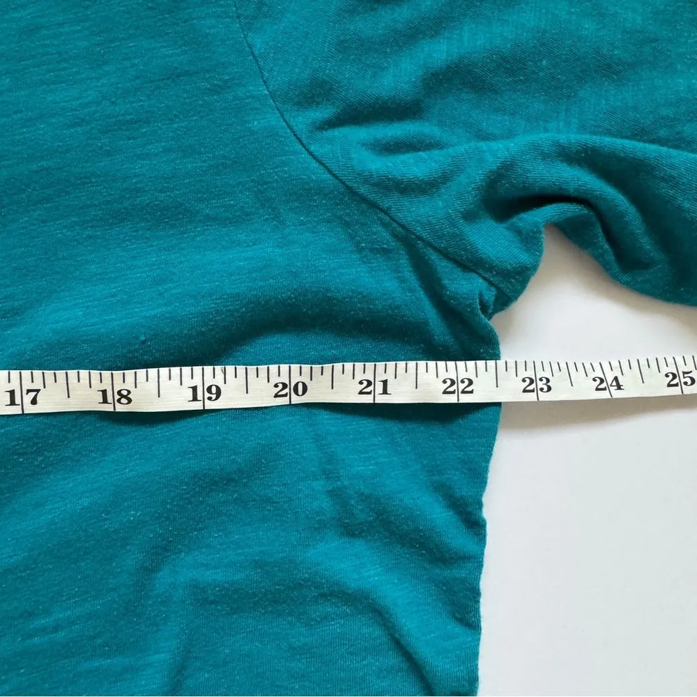Eileen Fisher Teal Organic Cotton Short Sleeve V-Neck Top Size Large NWOT - Image 4