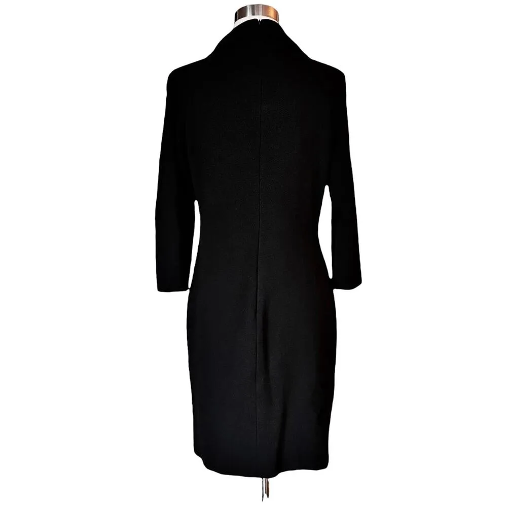 GIORGIO ARMANI Black Jersey Dress High Neck 3/4 Sleeves IT 44 Italy Medium 8 EUC - Image 6