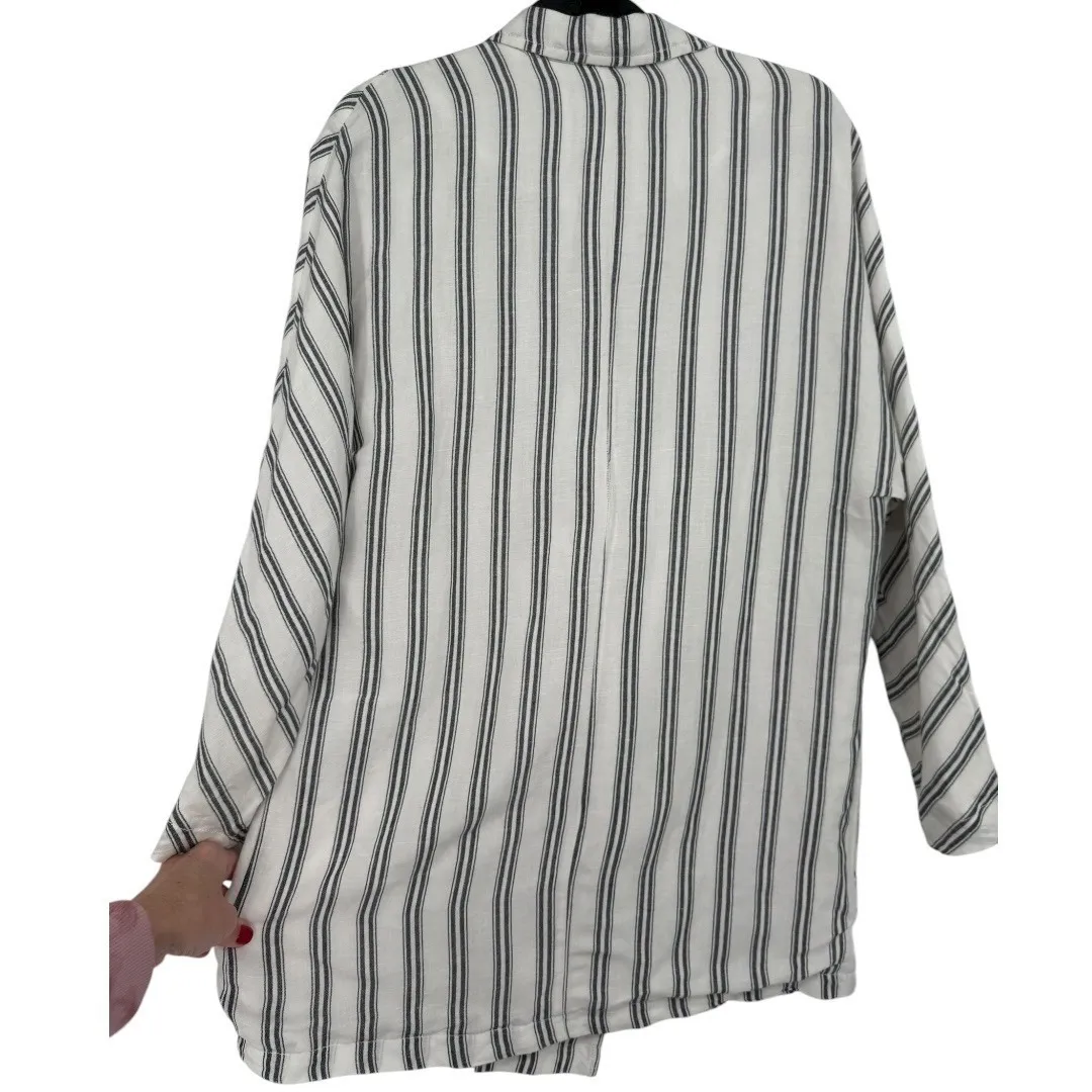 Anthropologie Pilcro Double Breasted Striped Linen Blend Blazer Jacket‎ Sz Small - Image 10