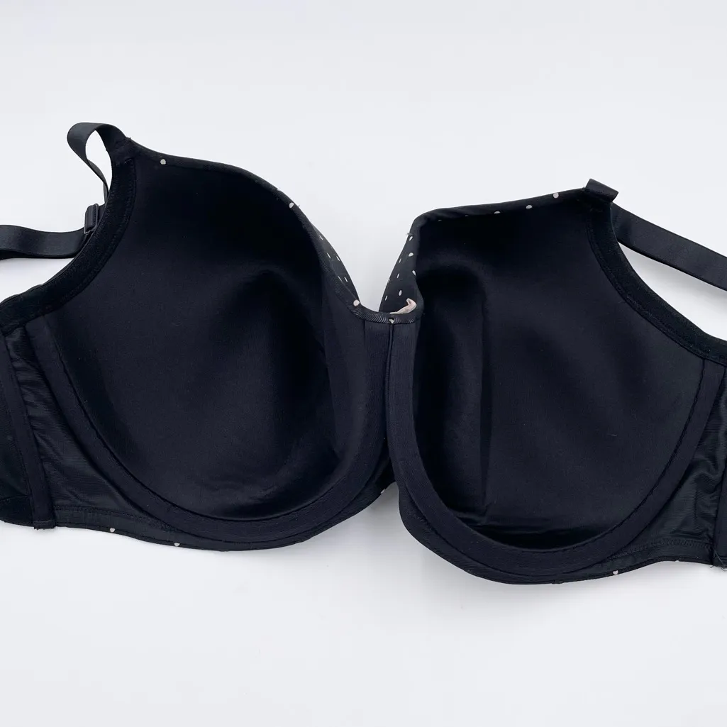 Cacique Lightly Lined Balconette Bra Women's Size 42F Black Polka Dot Underwire - Image 7