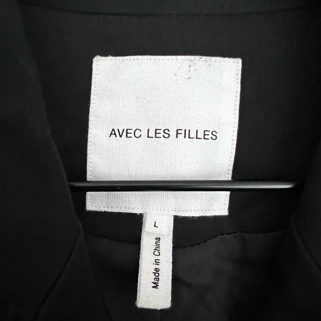 Avec Les Filles Anthropologie black Sleeveless Lapel Button Down blazer Dress L - Image 3