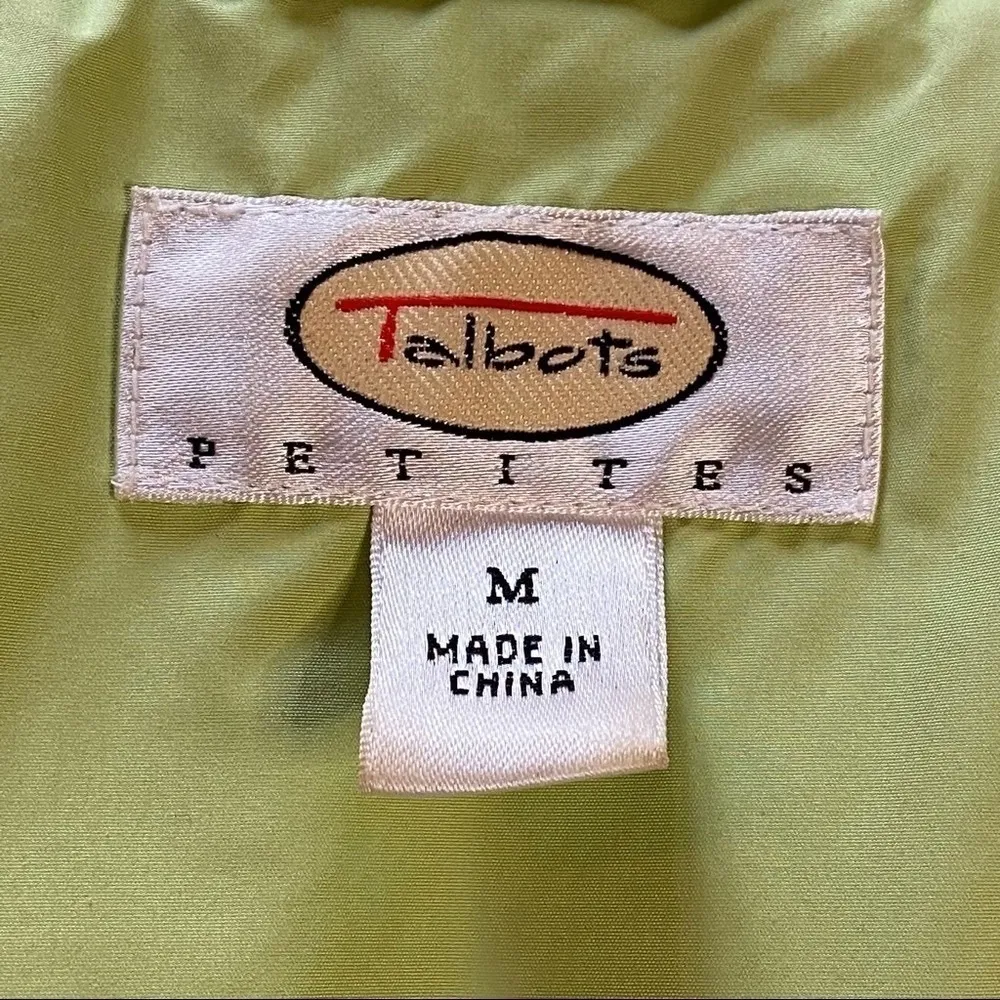 Talbots Petites Quilted Goose Down Feather Puffer Vest Green Size Medium - Image 12