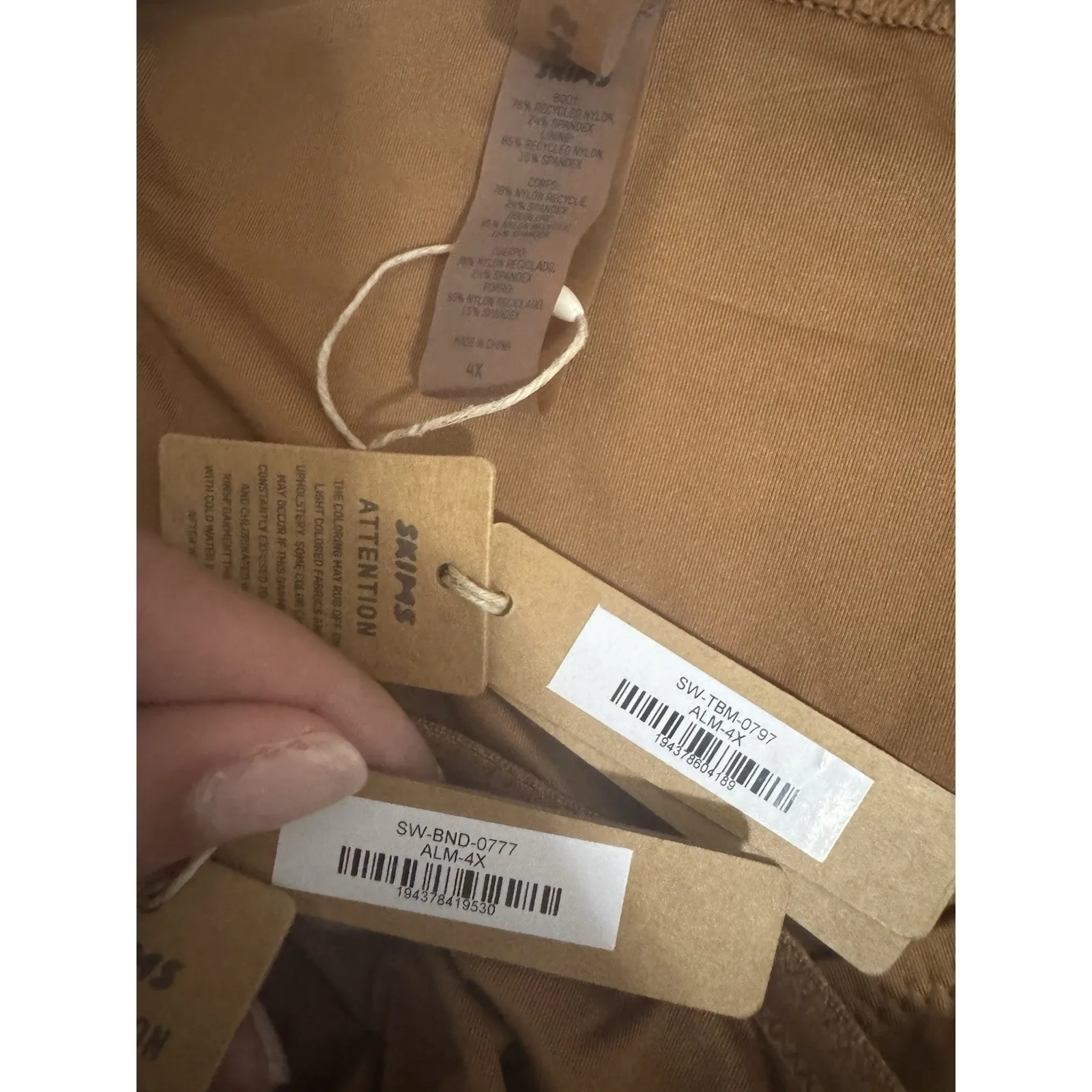 SKIMS Size 4X Bandeau Top + Bikini Bottom Set Almond Women’s Swim NWT - Image 4