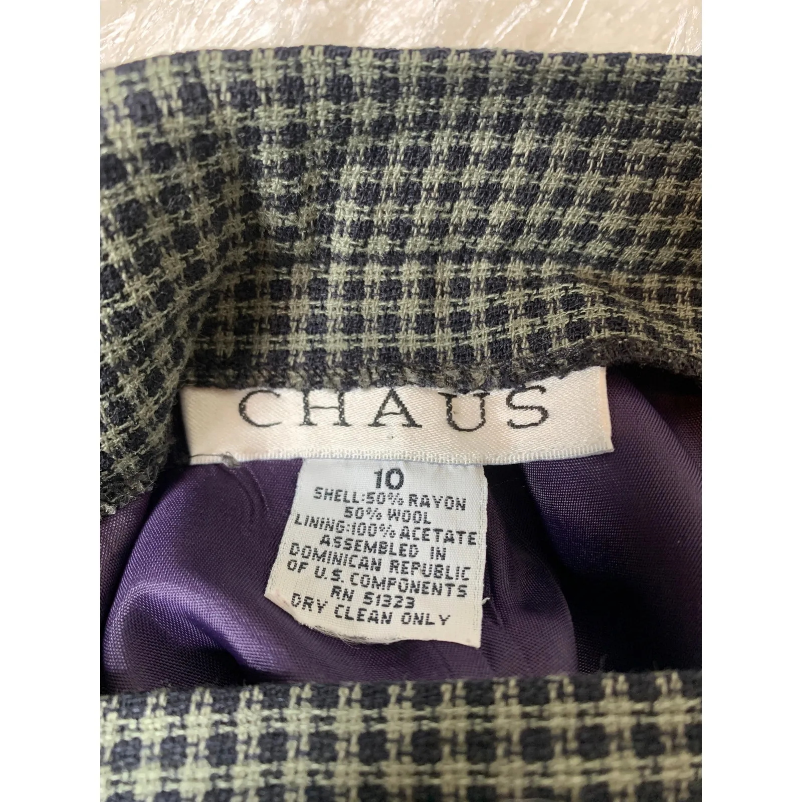 Chaus Vintage Plaid Army Green Black Pants Trousers Career Sz 10 - Image 6