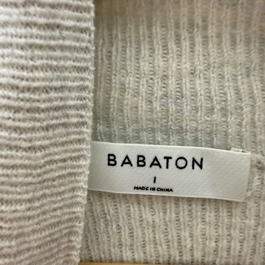 Babaton 100% Merino Wool Mock Neck Pullover Beige Sweater / Tunic Size 1 Medium - Image 3