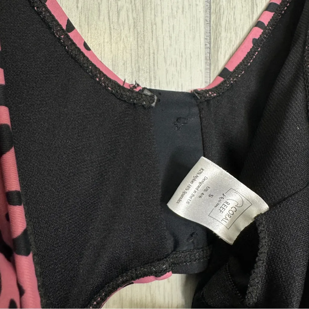 Coral Reef The Sailor Modest Cutout Button Back One Piece Swimsuit size S Small Pink - Image 10