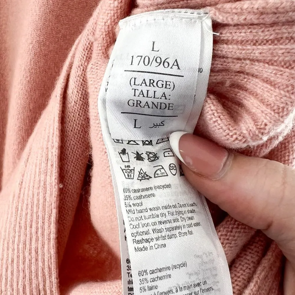 Allsaints Tara Jumper Sweater Large Cashmere Wool Sweater Boatneck Slouchy Pink - Image 5