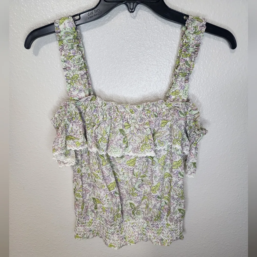 Love the label anthropologie floral super cute delicate top - Image 7