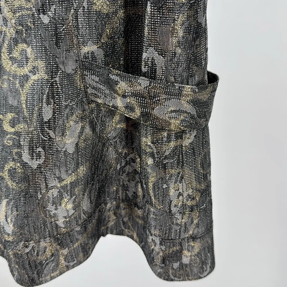 Chico's Gold Black silver Casual zip front lined jacket blazer metallic XL 3 - Image 5