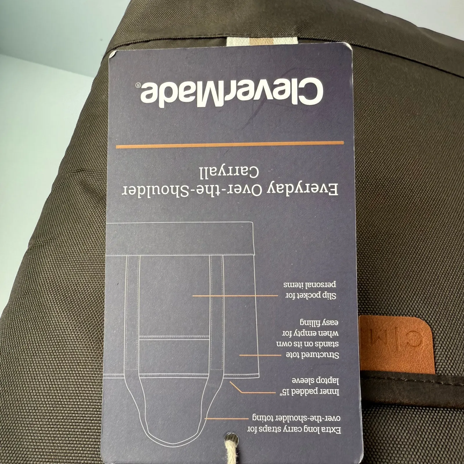 CleverMade Malibu Luxe Tote Bag Structured Shoulder Bag w/ 15” Laptop Sleeve Brown - Image 7