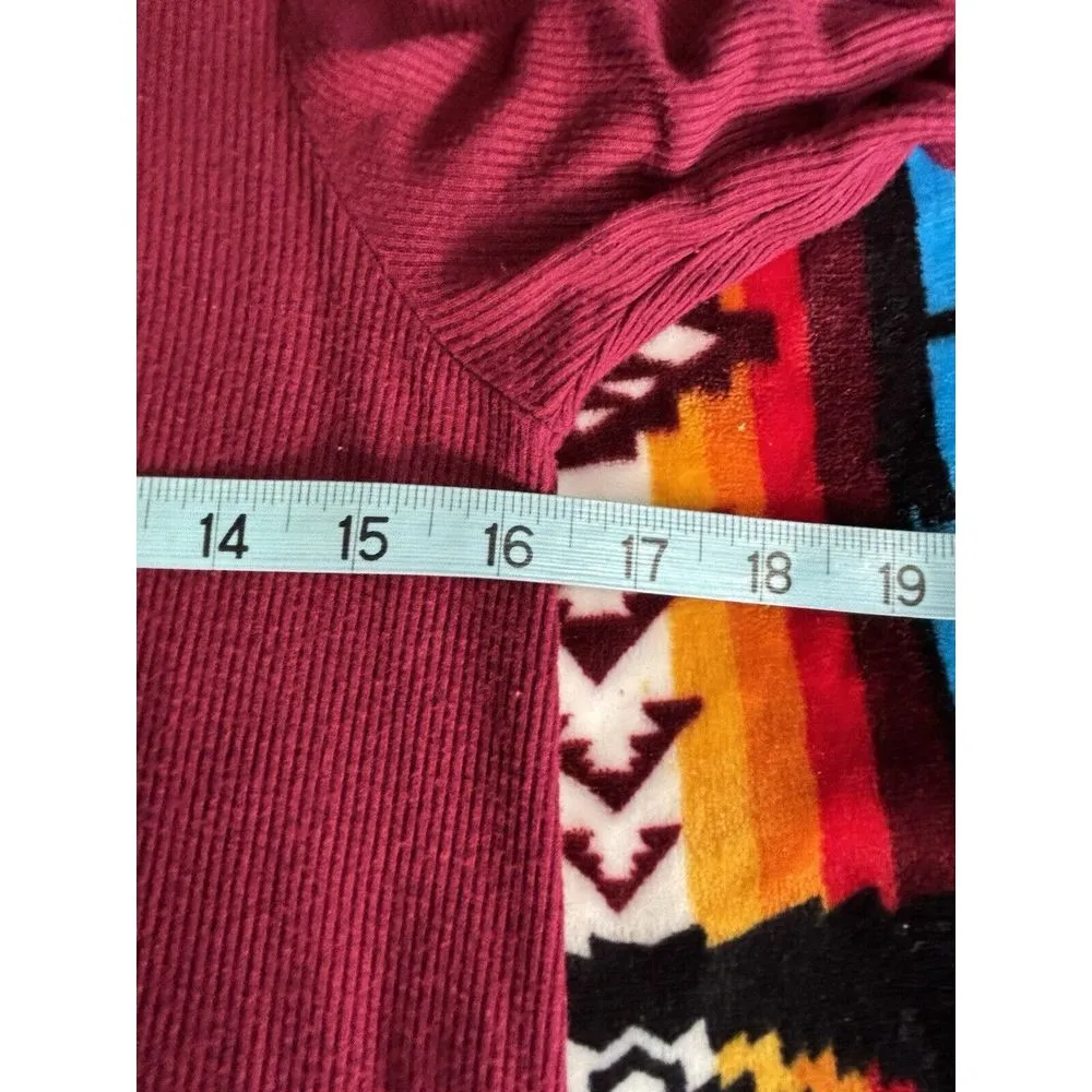 Empyre Burgundy Ribbed Lace Up V Neck Long Sleeve Size‎ Large Midi Dress Red - Image 7