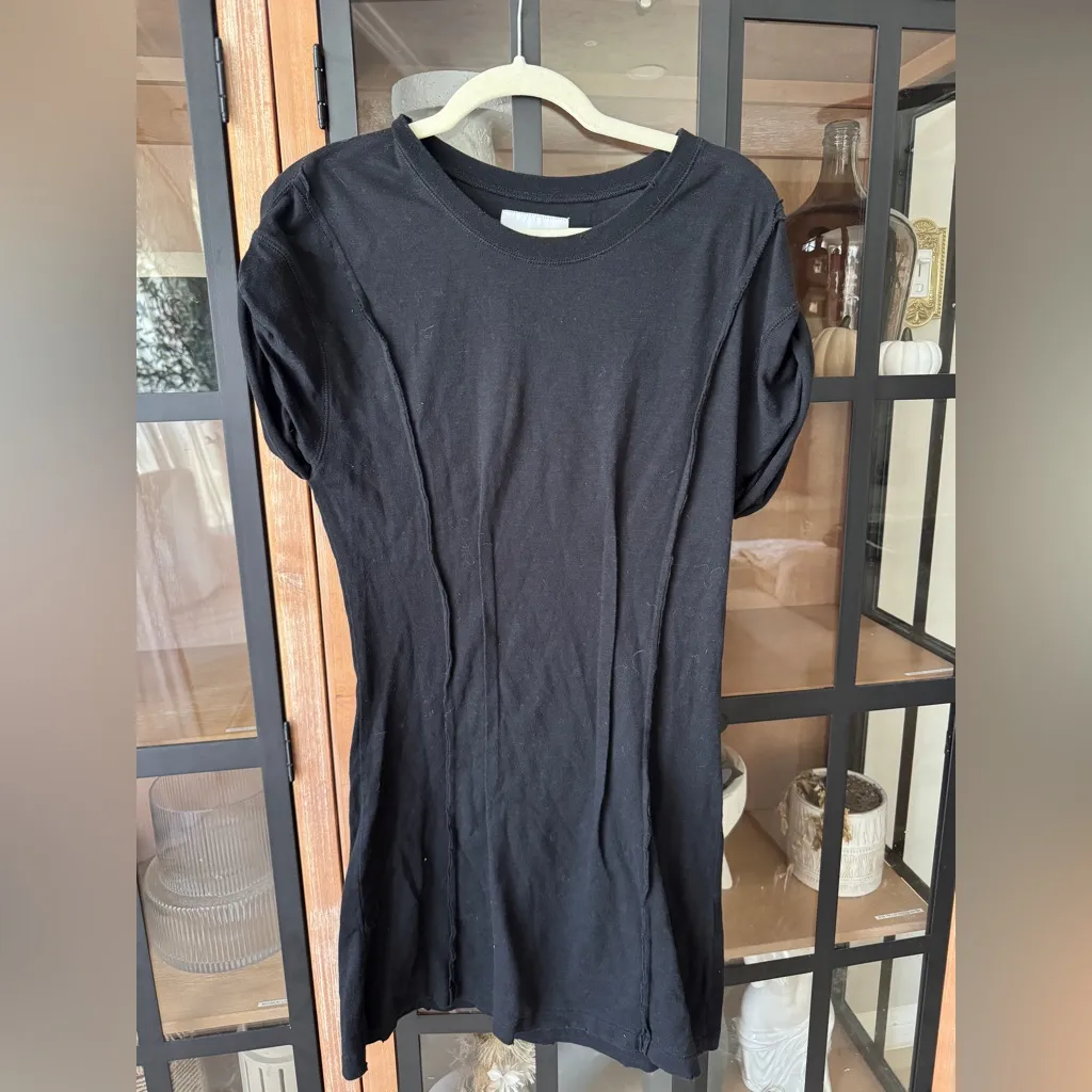 Current/Elliott The Pintucked Dress Caviar Destroy TShirt Mini short sleeve - Image 10