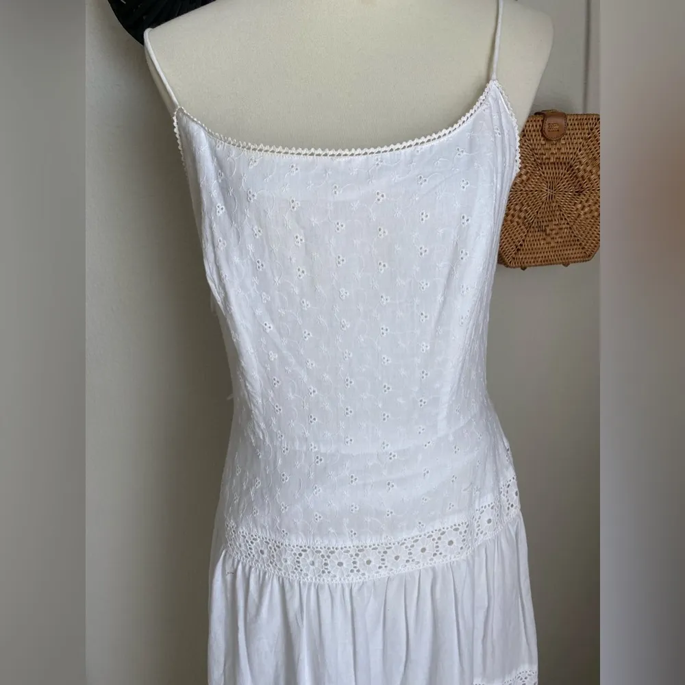 Vintage Jessica Howard White Eyelet Floral Spaghetti Strap Corset Dress, 10 - Image 4