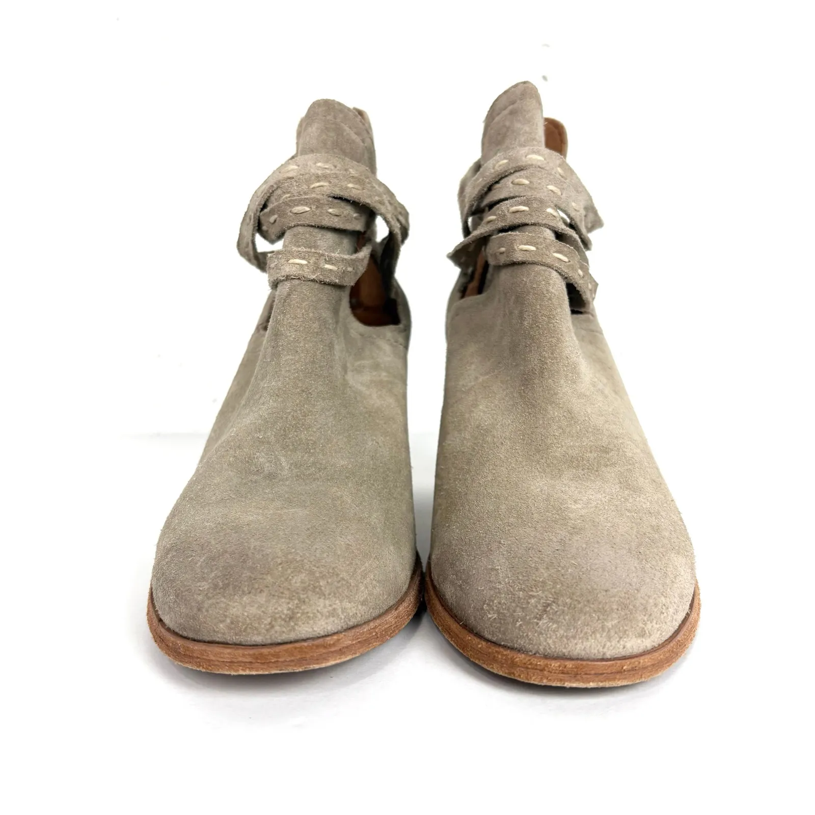 Frye Naomi Pickstitch Booties Ash Soft Oiled Italian Suede Back Zip Size 7.5 - Image 3