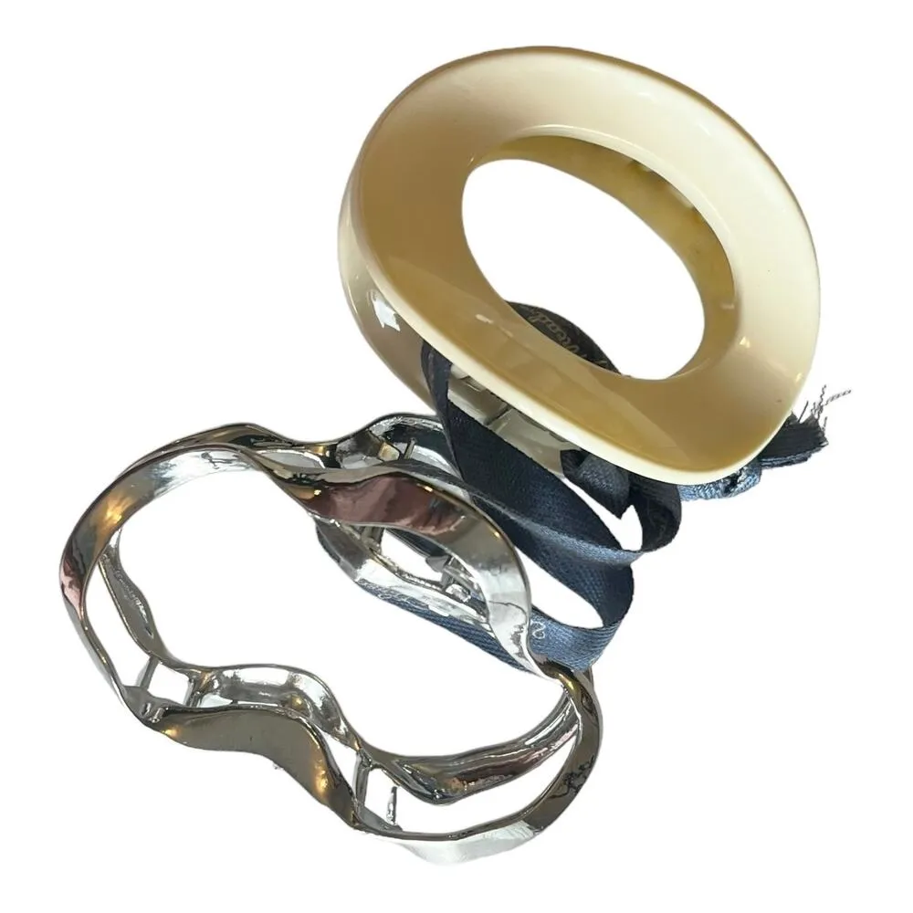 NEW Universal Thread Round Claw Hair Clip Set 2pc Silver Cream Banana Clips NWOT - Image 3