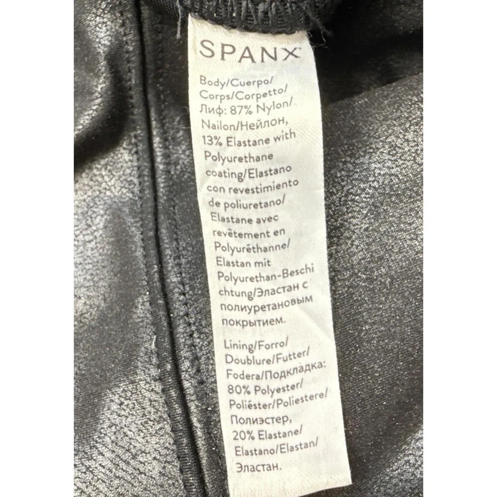 Spanx Womens Yoga Leggings Booty Boost Skinny Faux Leather Black Large - Image 3