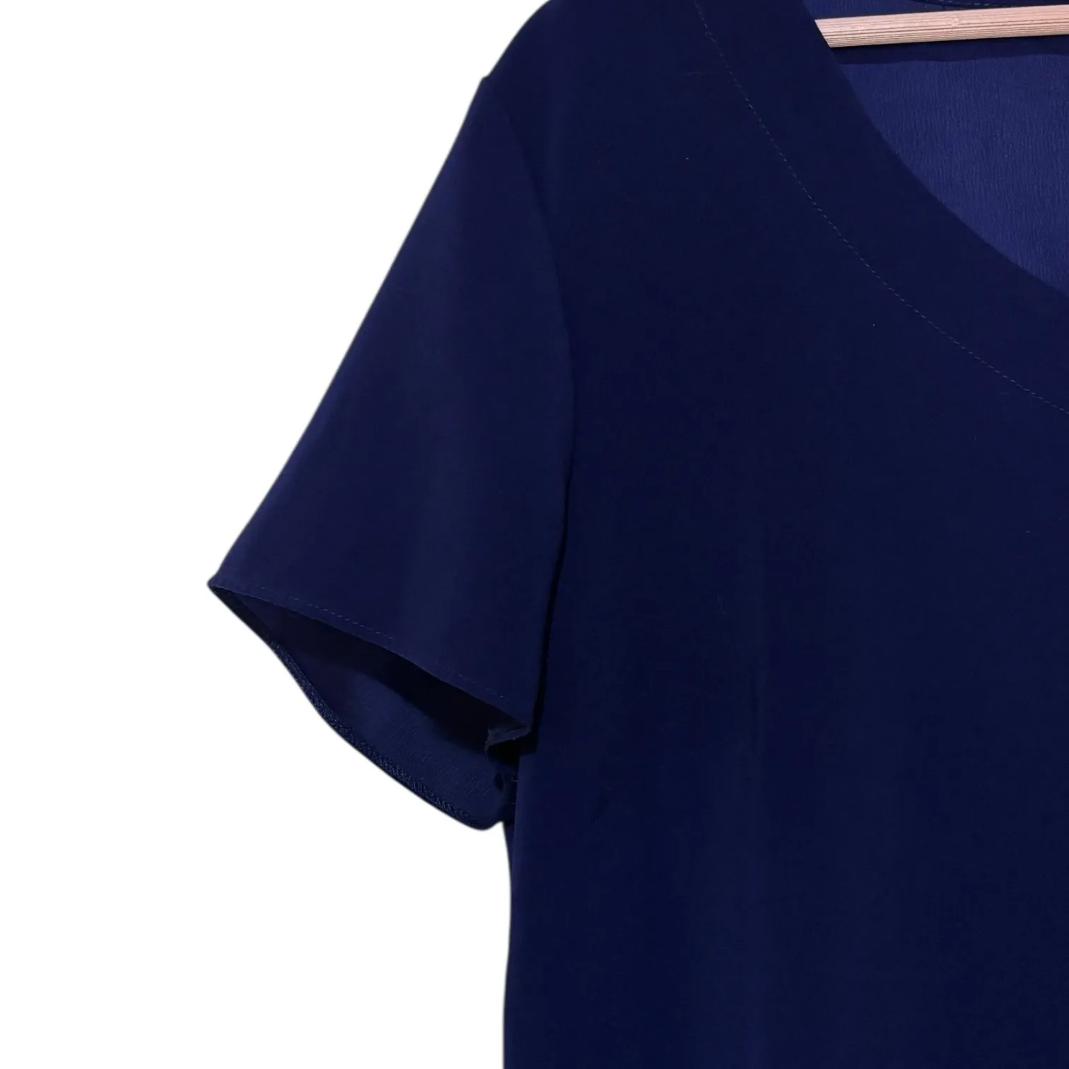 David Jones Classic Collection Navy Blue V Neck Short Sleeve Shift Dress Size 18 - Image 3