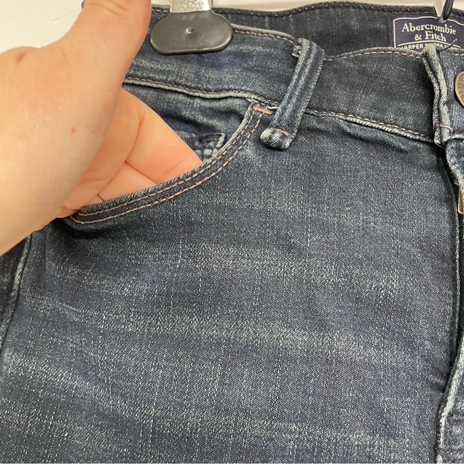 Abercrombie & Fitch Dark Wash Harper Super Skinny Jeans Womens 24 Blue Denim - Image 7