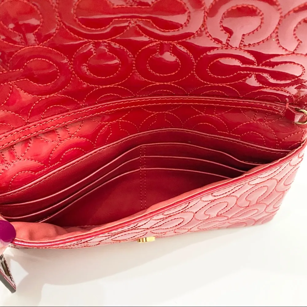 COACH 42965 Gramercy Red Embossed Patent Leather Wristlet Clutch Bag - Image 9