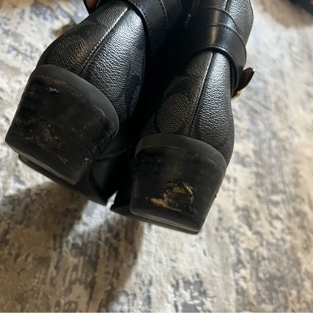 Coach Black Logo Leather Dean Boots Size 7.5 $295 - Image 5