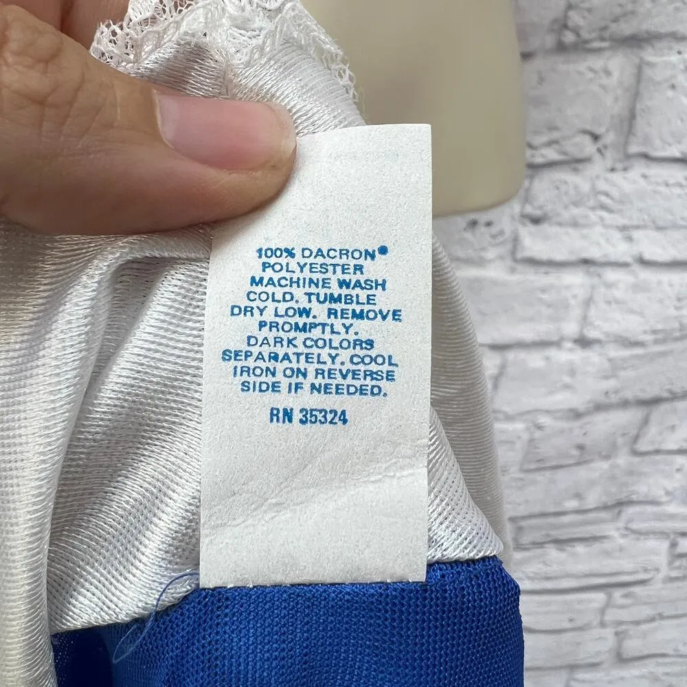 Vintage Fantasy Nightwear by Janice Lee Satin & Lace Robe Blue White Size L Size L - Image 7