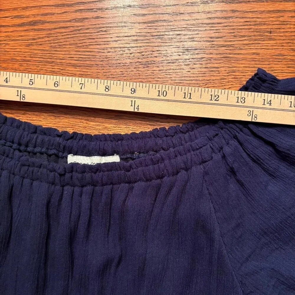 Speed Control Midi Shift Dress 3/4 Flounced Sleeve, Navy Blue,Lined Peasant Boho Blue Size XS - Image 6