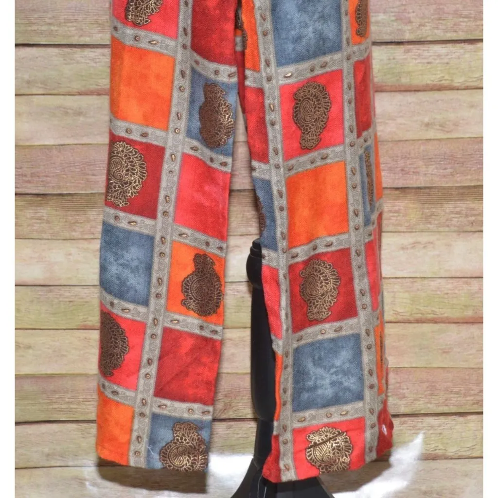 Panchi Indian Pakistani Kurta Tunic Dress 3/4 Sleeve Size M Color Block Flannel Red Size M - Image 6