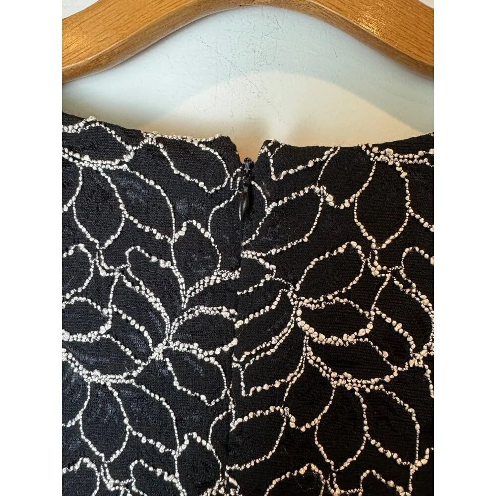 Alfani Dress Womens 18 Black White Embroidered‎ Short Sleeve Fit And Flare Mini - Image 6