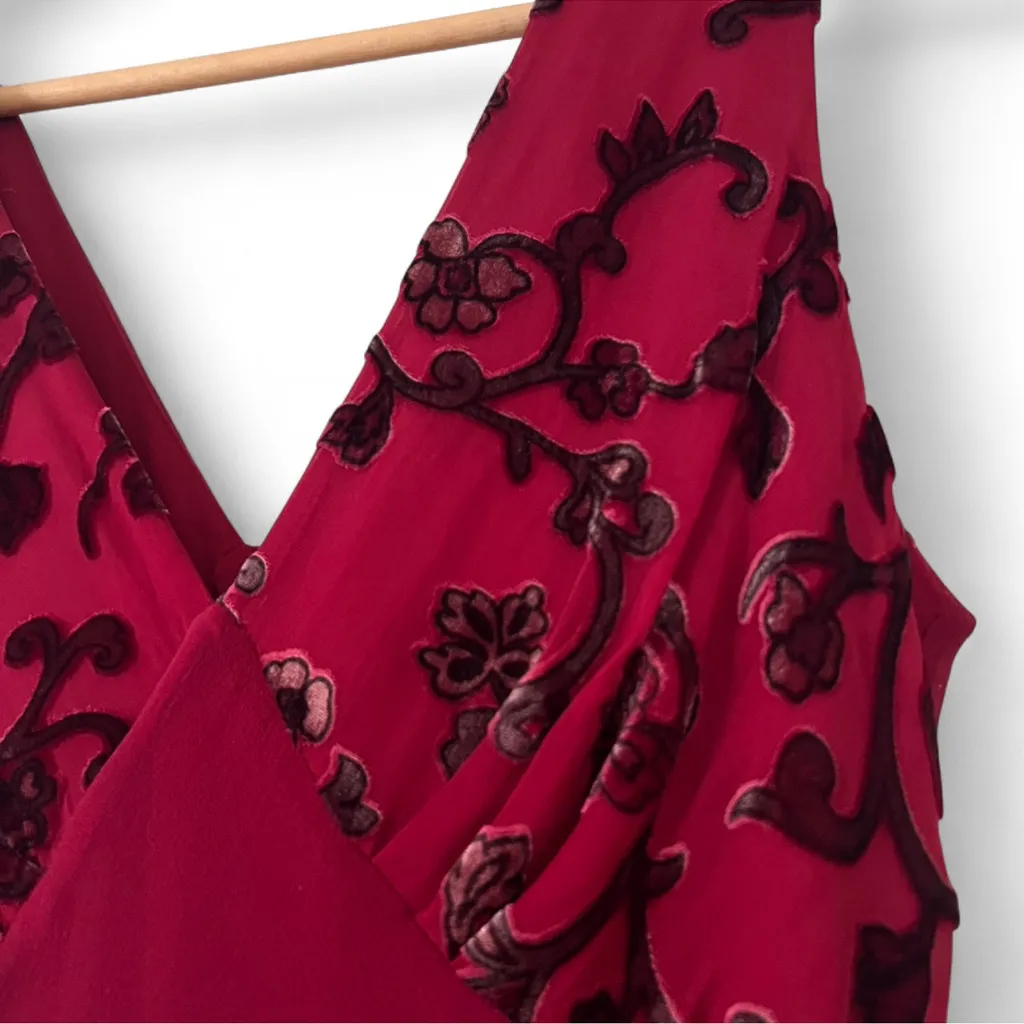 Vintage 90s Jonathan Martin Studio 100% Silk V-Neck Midi Dress Size S - Image 3