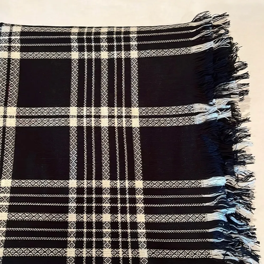 Amanda Smith Black and White Plaid Scarf. 48” x 48” - Image 7