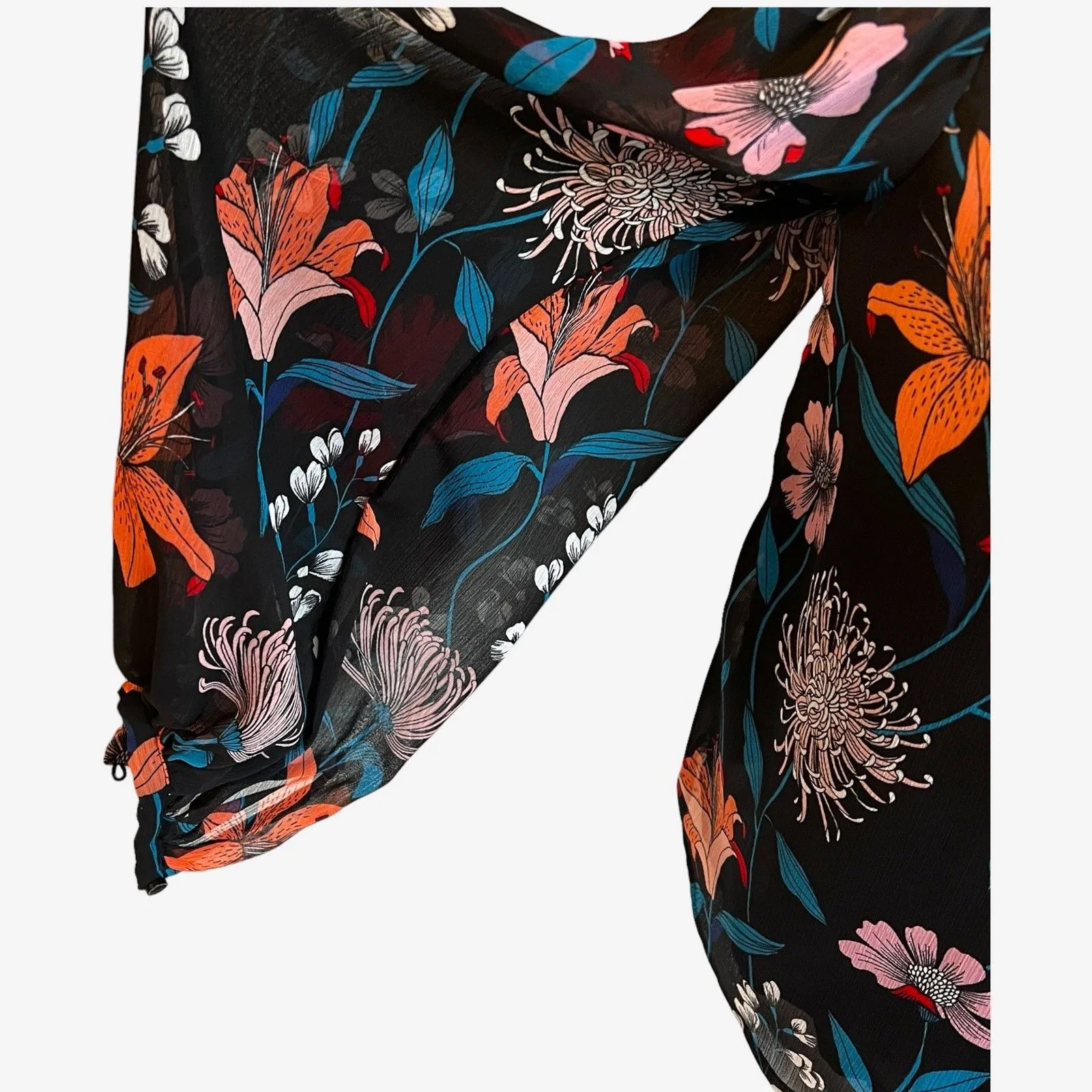 what wear sz XS black floral bouse long sleeve - Image 3