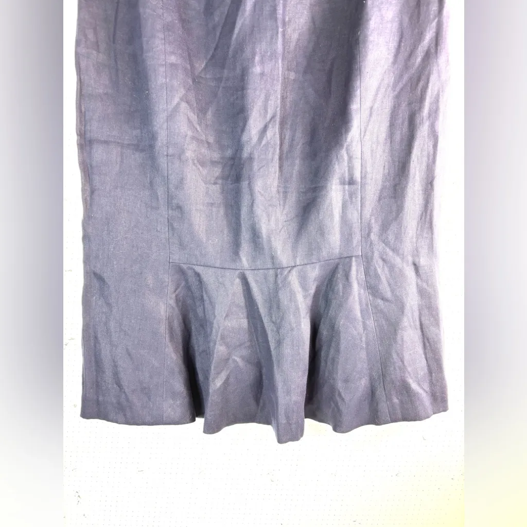 Lauren Ralph Lauren 12 Linen Midnight Blue Pencil Knee Skirt - New! - Image 3