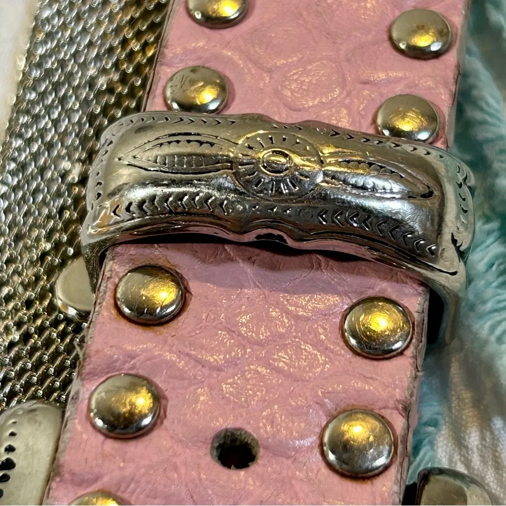 Pink Sparkle Silver Mesh Barbie Belt Size 34 - Image 4