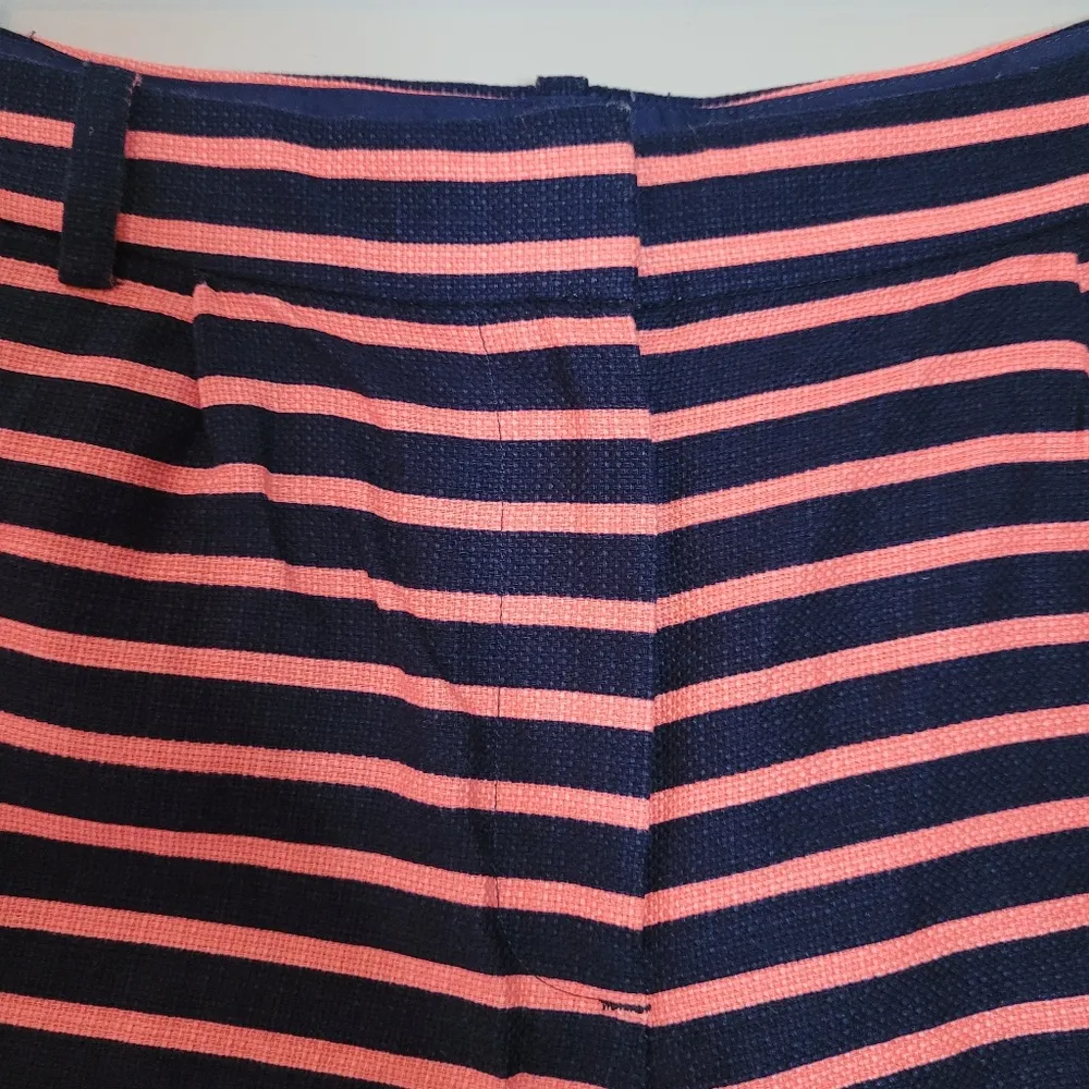 J. Crew Factory Navy and Coral Striped Shorts Pink Size 4 - Image 3