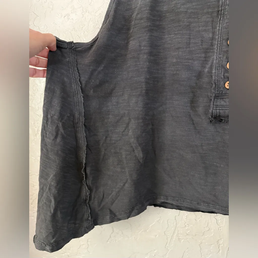 We The Free People Josie Henley Tank Top Womens M Black Boho Relaxed Oversized - Image 6