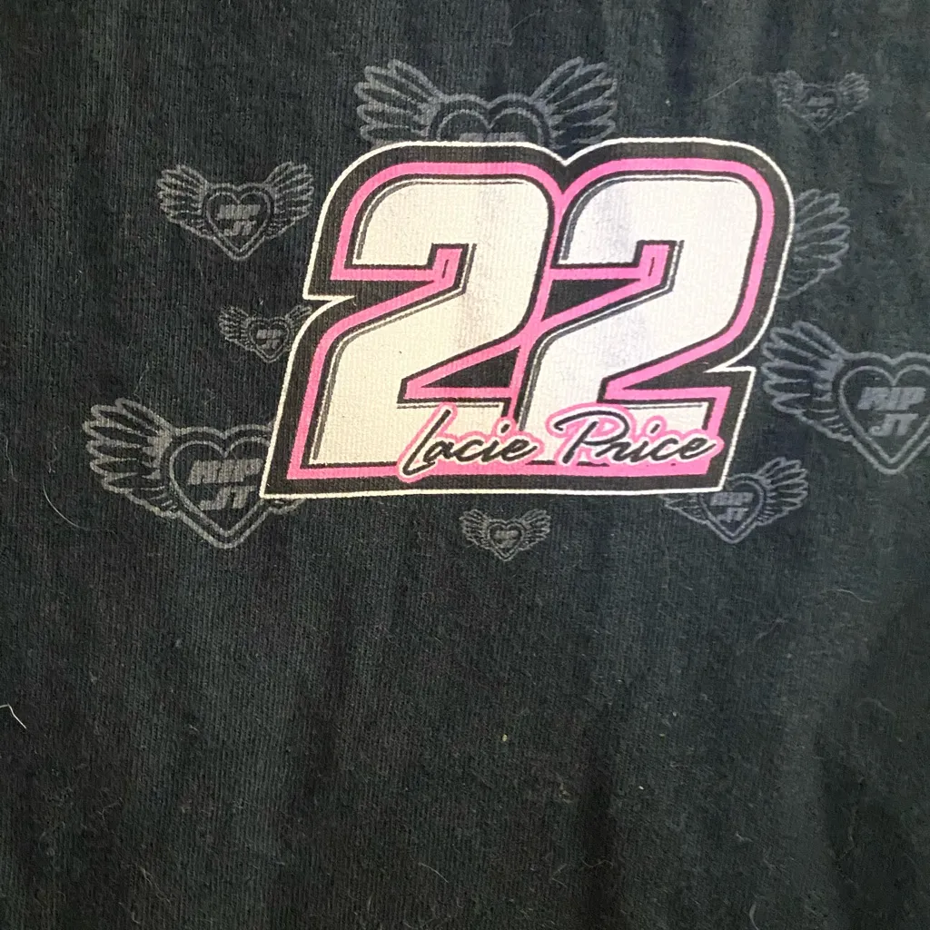 Womens Black T Shirt Tee S Small Lacie Price #22 Bust 34” Racing Auto 22 Truck - Image 2