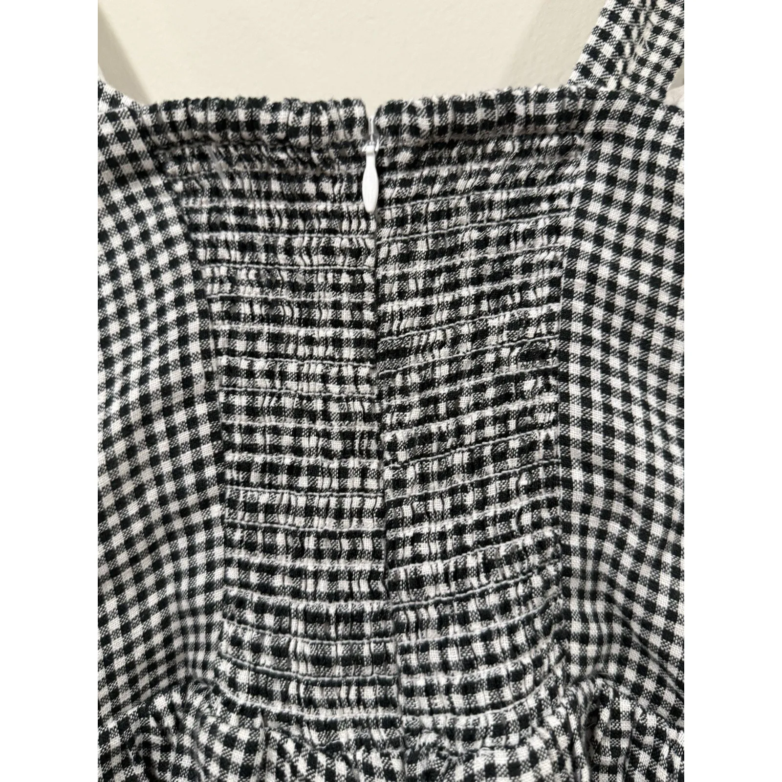 Quince Black Gingham European Linen Scoop Neck Xs Midi Dress 2301 - Image 6