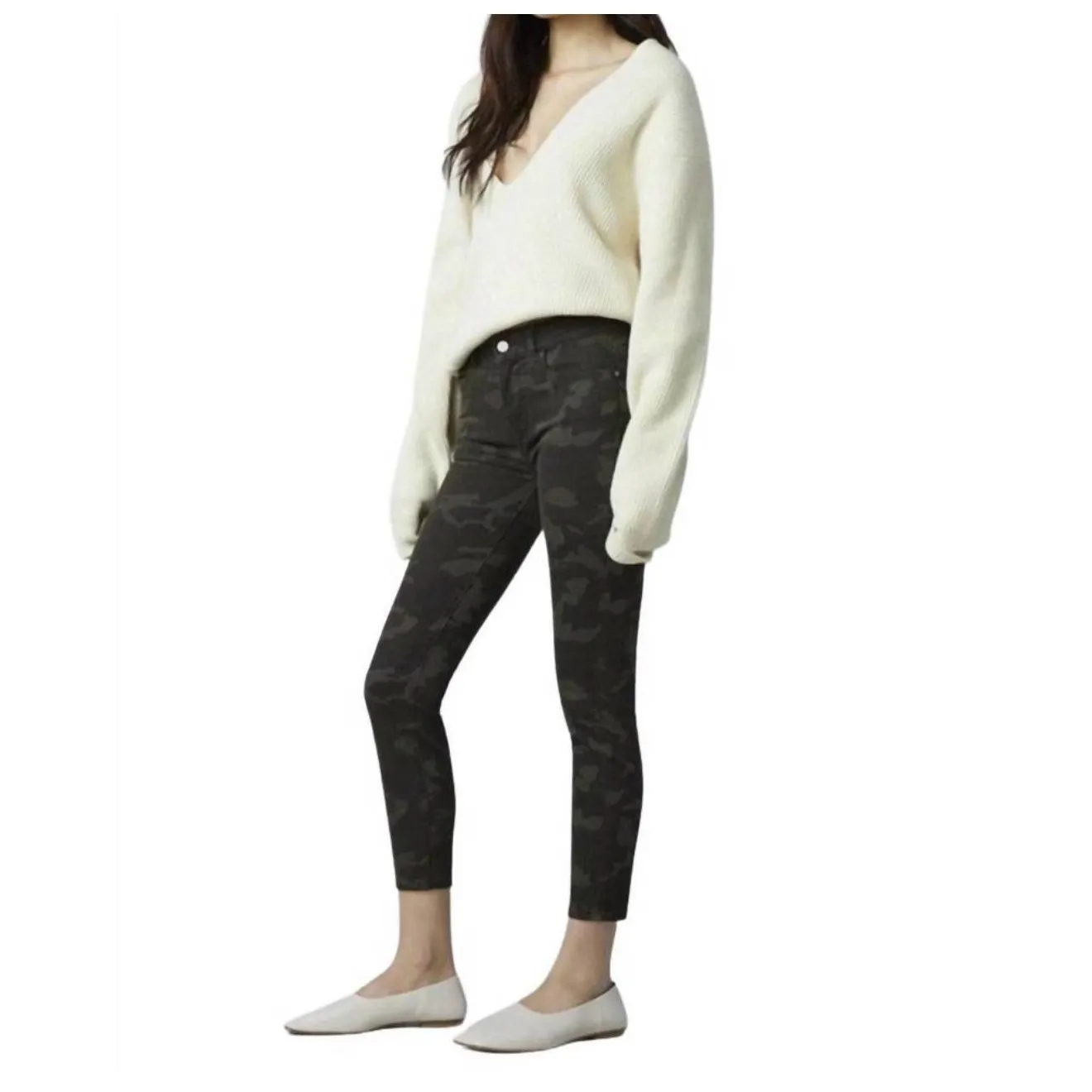 NWT DL1961 Florence‎ Skinny Mid Rise Instasculpt Crop Jeans Camo Print Size 25 - Image 2