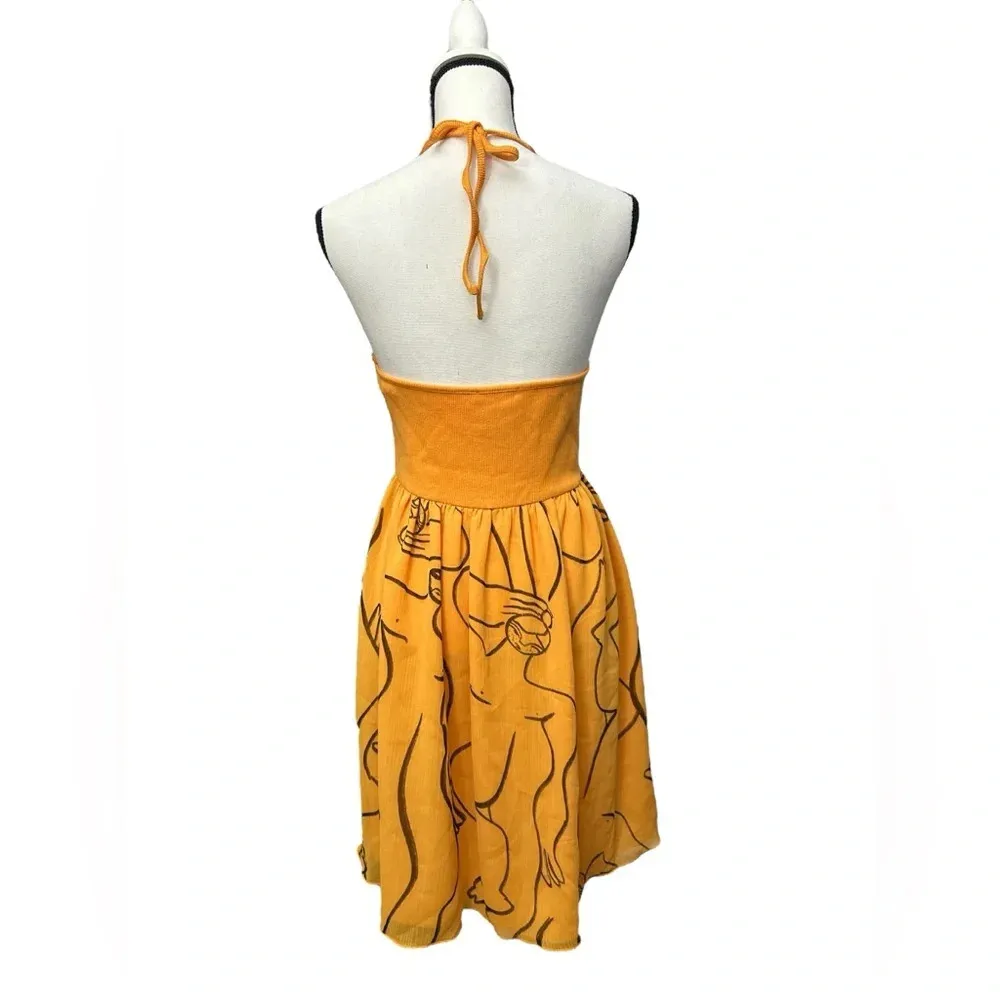 Dina Buvka For Zara Orange Halter Dress Mini Art To Wear Size Large Stretch NWT - Image 2