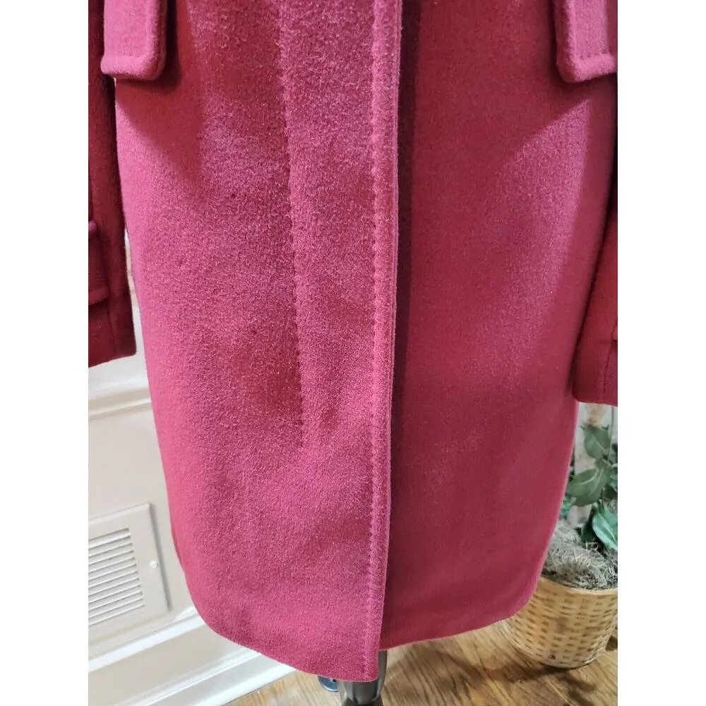 Land's End Women's Red Solid Wool Long Sleeve Collared Mid Length Coat Size 4 - Image 4