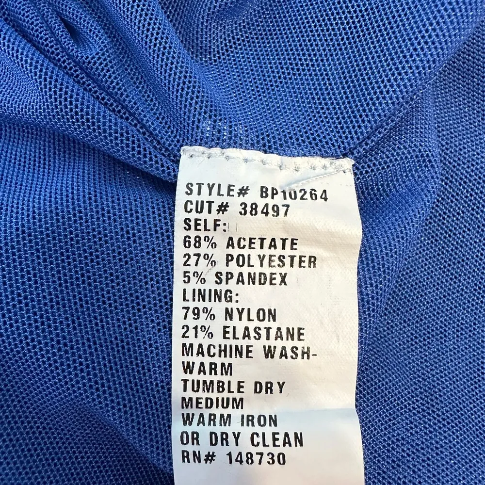 Nicole Miller Blue Stephanie Dress size 0X Sleeveless Stretch Faux Wrap - Image 10